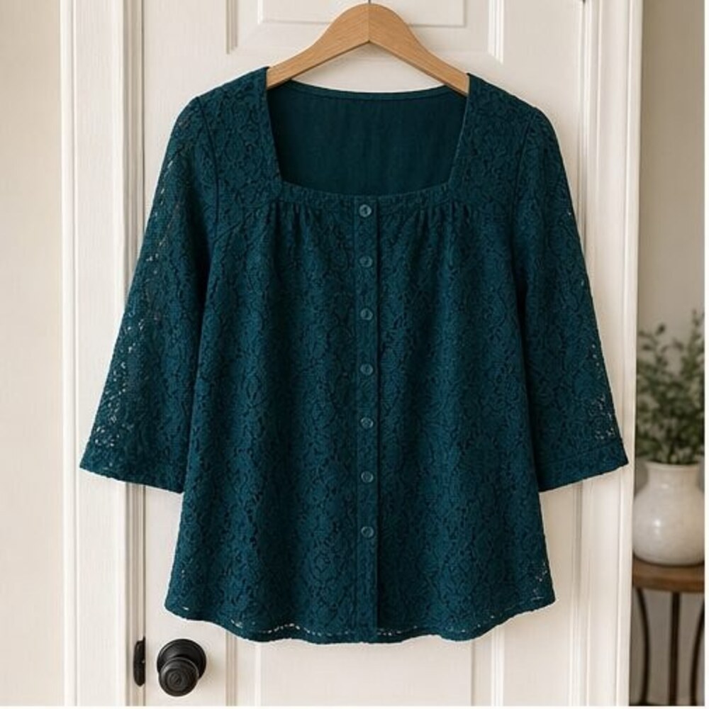 Teal Button Blouse